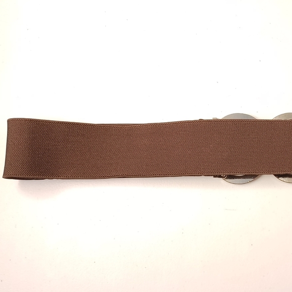 Chico’s One Size Stretch Boho Brown Gold Buckle Belt - Picture 6 of 13